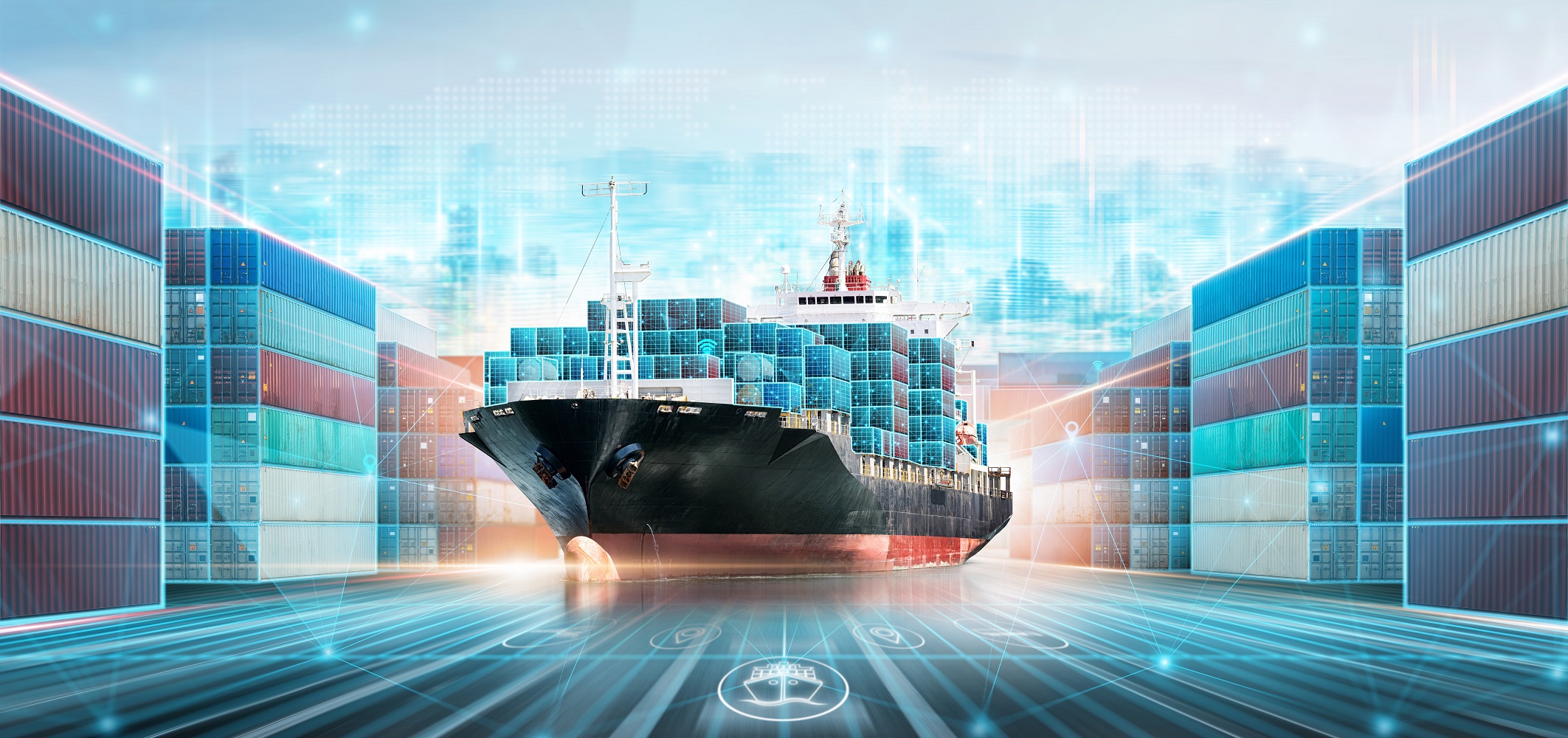 Logistics documents and globe representing international trade