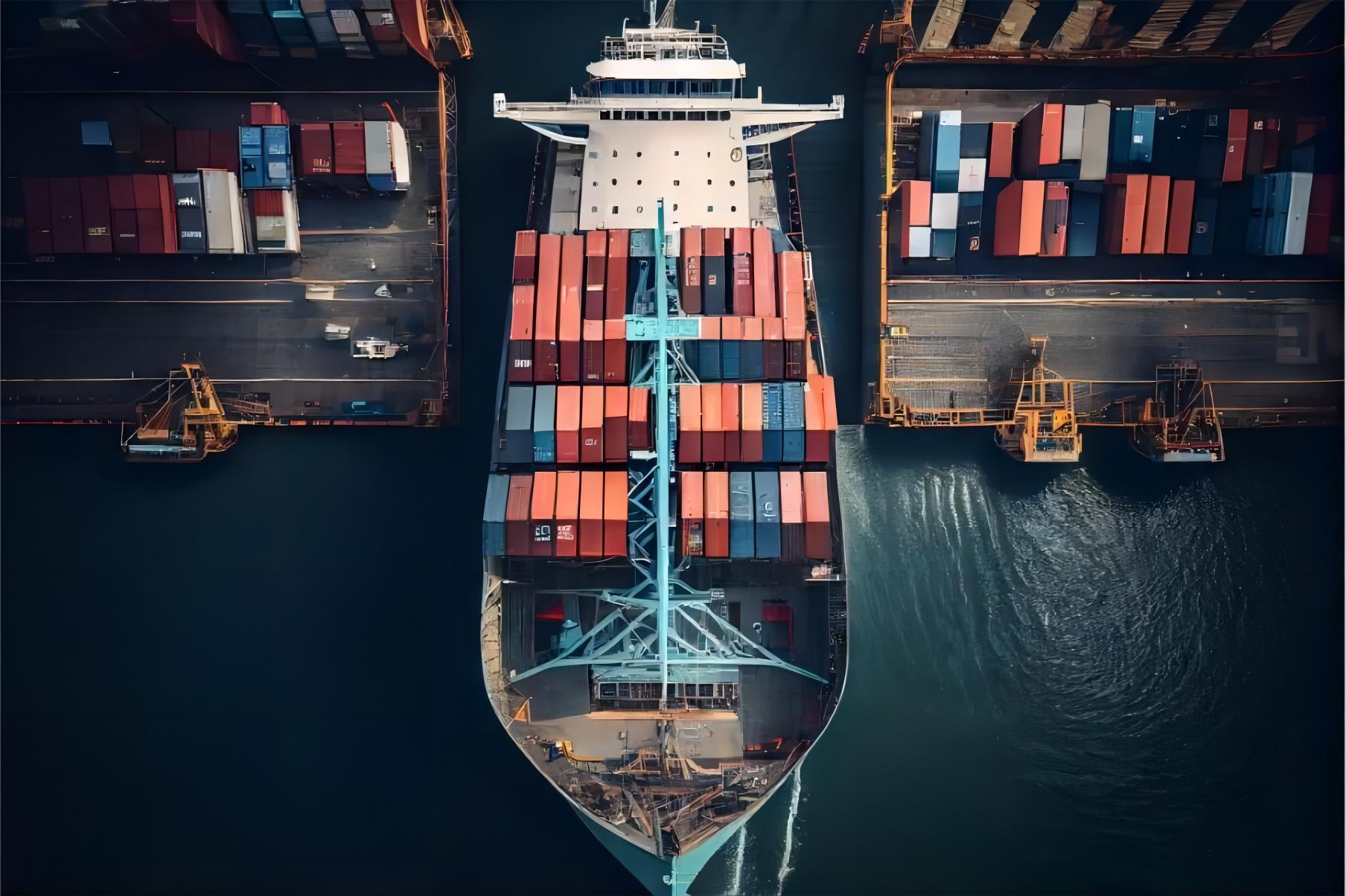 Cargo ship at Gdansk port representing shipping from china poland