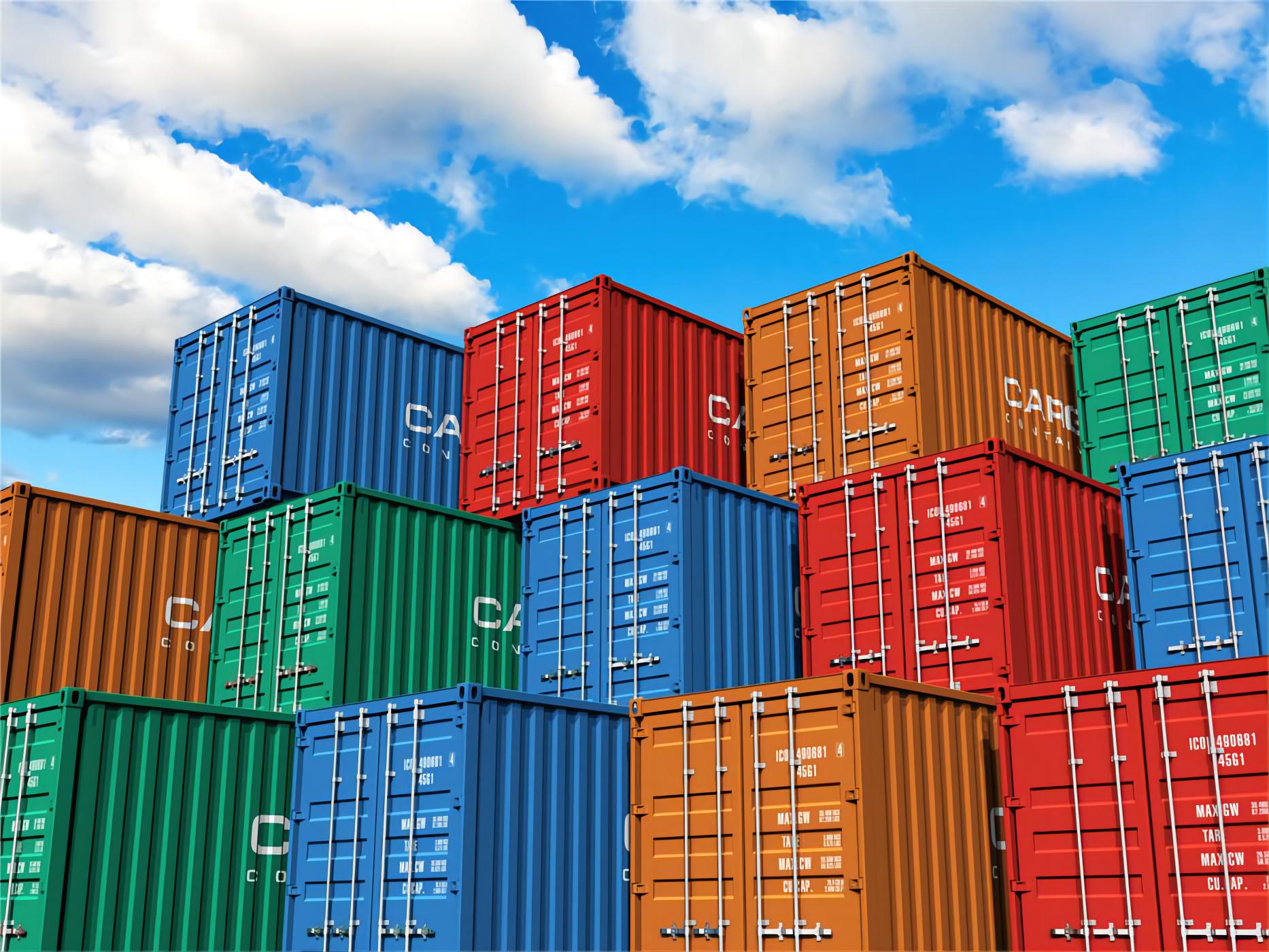 Container ship at a busy port representing a full service logistics provider China to Europe