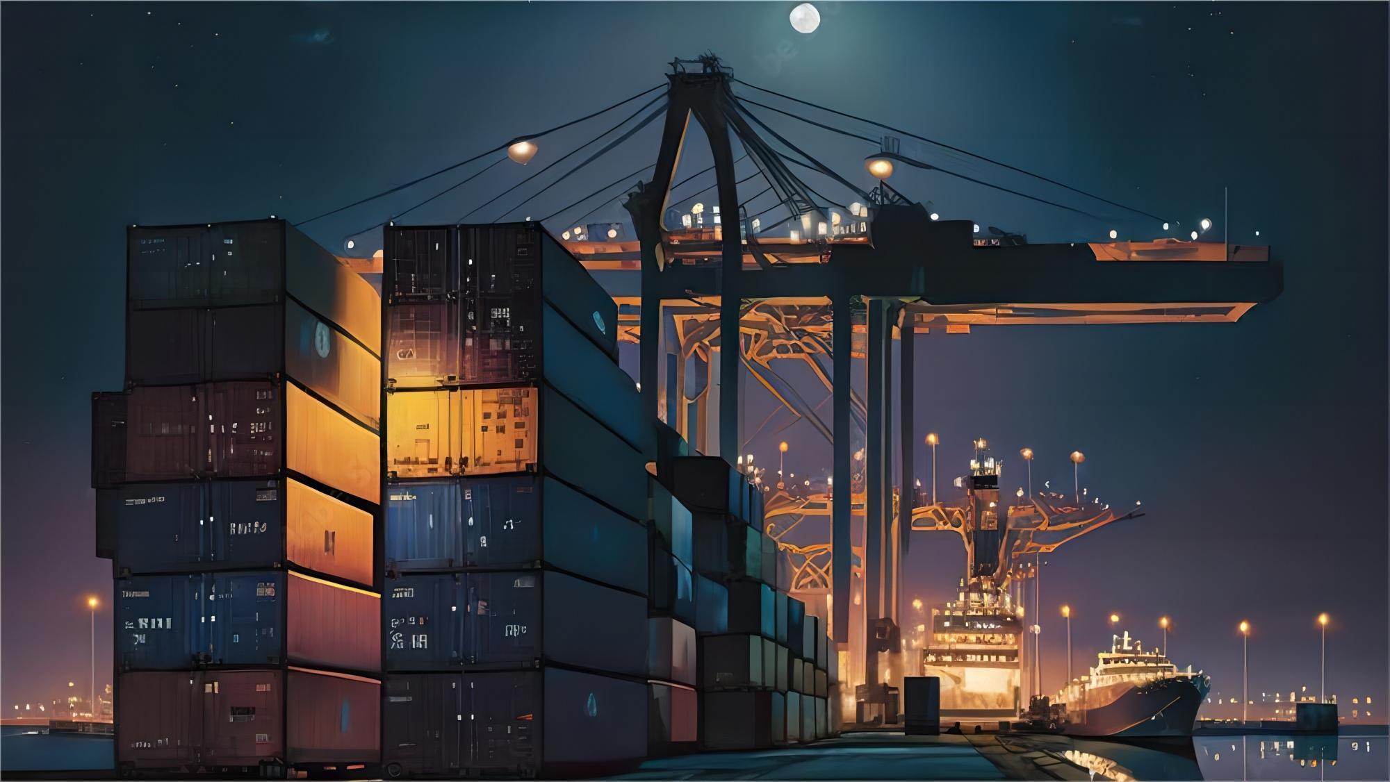 Cargo ship transporting containers from China to Australia